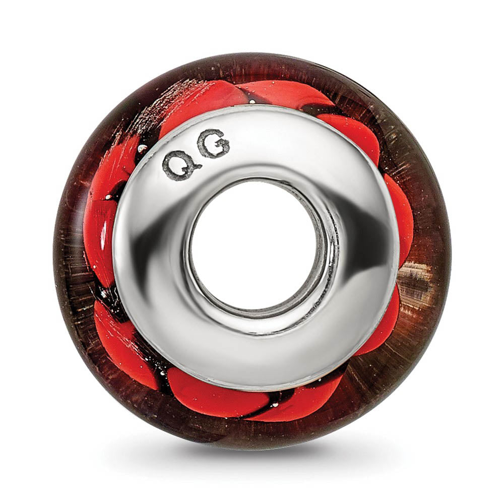 Alternate view of the Red and Black Glass, Sterling Silver Bead Charm by The Black Bow Jewelry Co.
