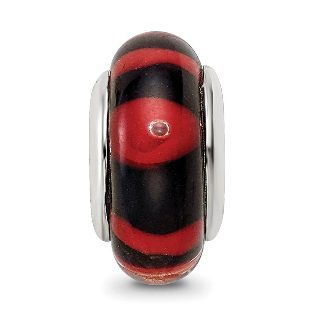Alternate view of the Red / Black Glass Sterling Silver Bead Charm by The Black Bow Jewelry Co.