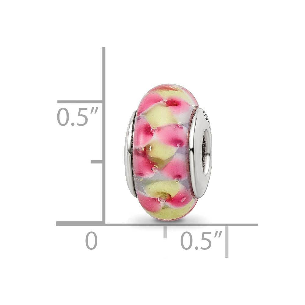 Alternate view of the Light Pink & Yellow Glass Sterling Silver Bead Charm by The Black Bow Jewelry Co.