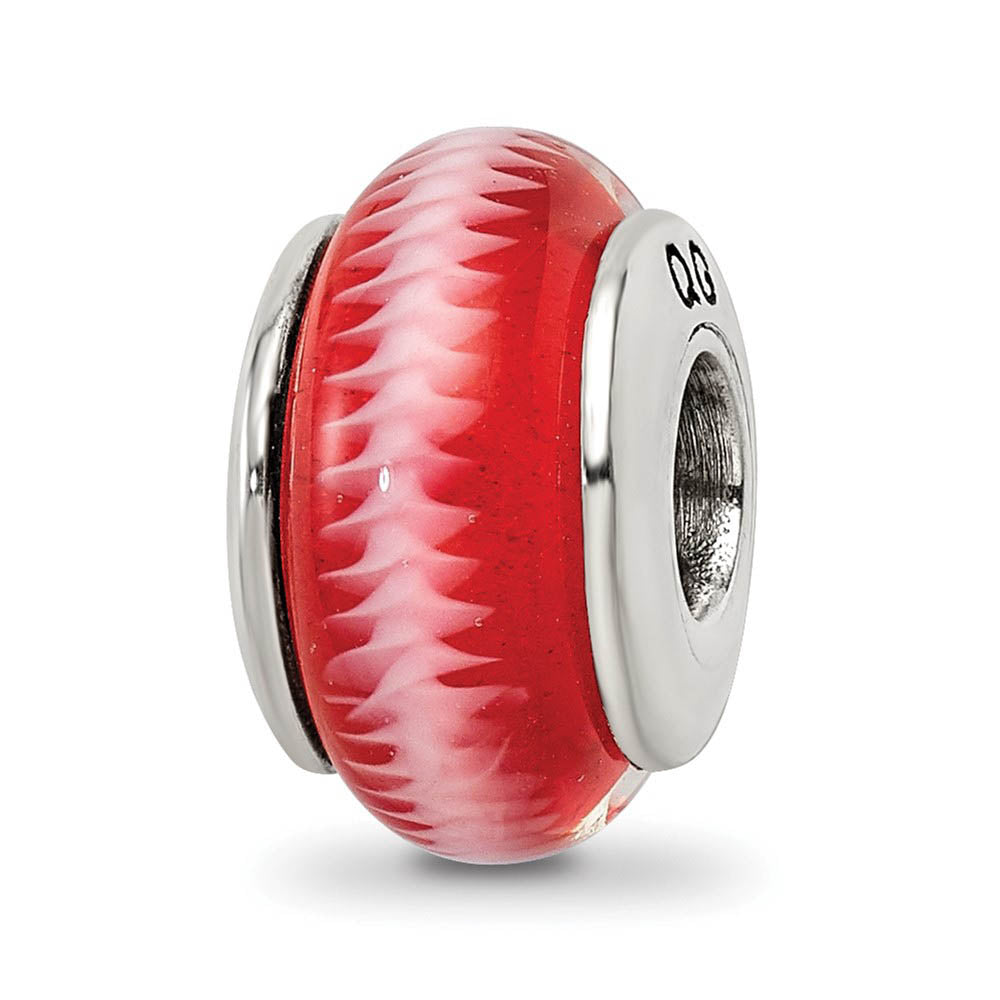 Red Spiral Glass Sterling Silver Bead Charm, Item B9138 by The Black Bow Jewelry Co.