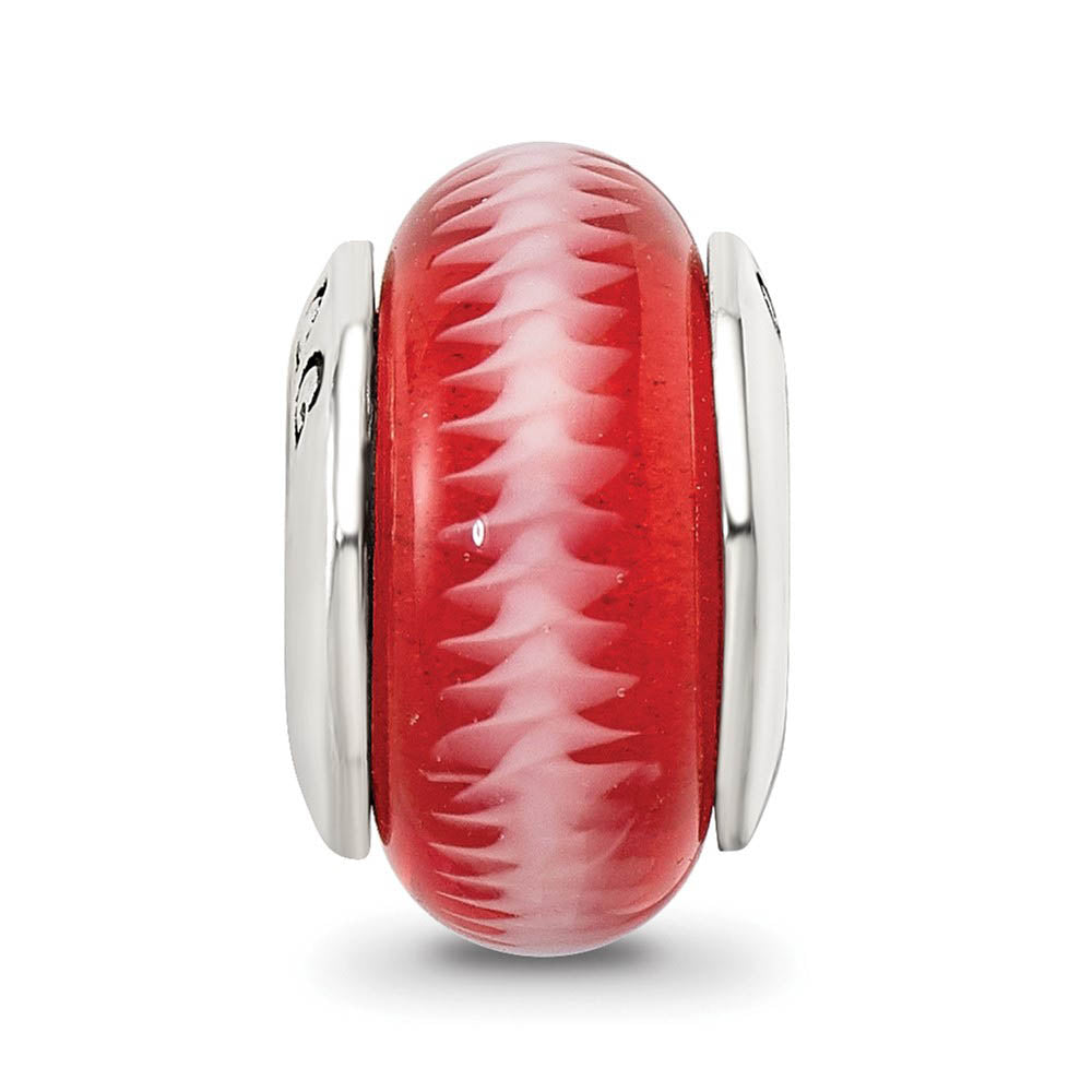 Alternate view of the Red Spiral Glass Sterling Silver Bead Charm by The Black Bow Jewelry Co.