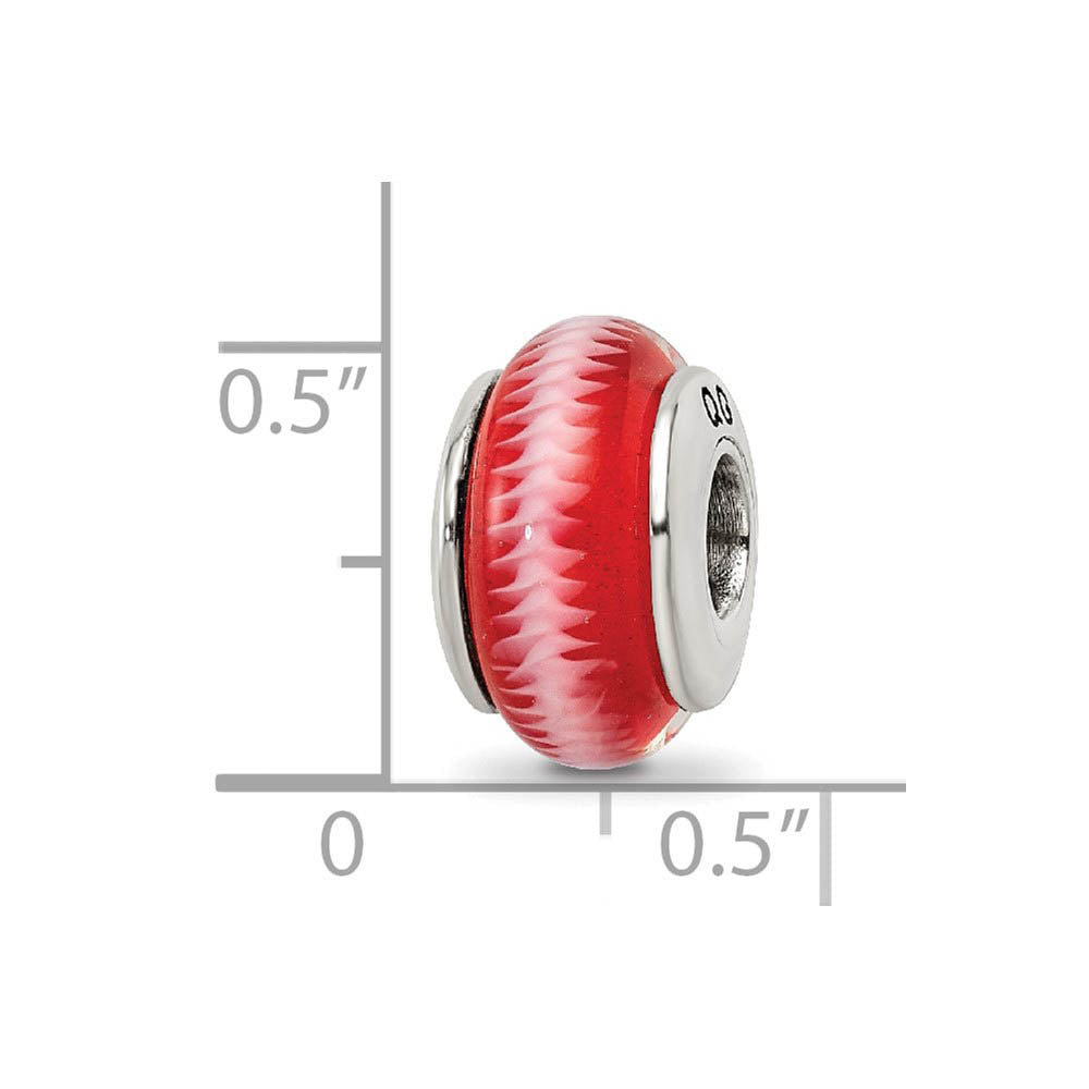 Alternate view of the Red Spiral Glass Sterling Silver Bead Charm by The Black Bow Jewelry Co.