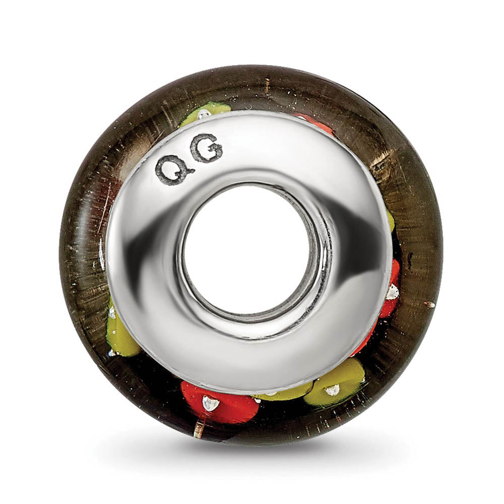 Alternate view of the Red & Yellow Dotted Glass Sterling Silver Bead Charm by The Black Bow Jewelry Co.