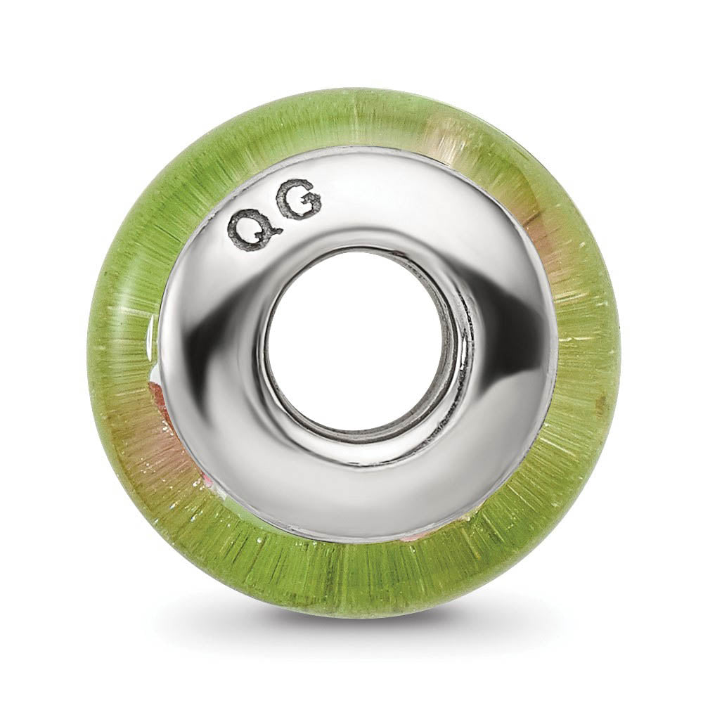 Alternate view of the Green and Pink Glass Sterling Silver Bead Charm by The Black Bow Jewelry Co.