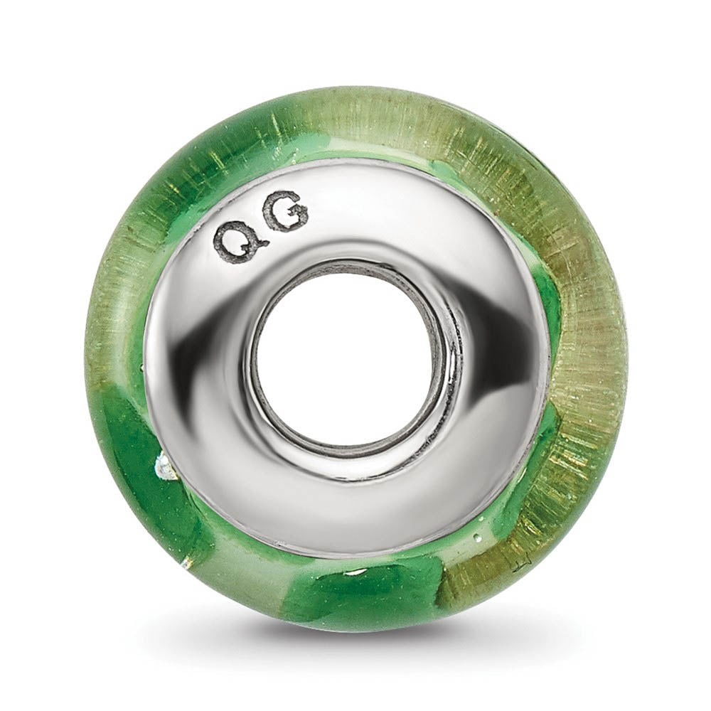 Alternate view of the Green Dotted Glass Sterling Silver Bead Charm by The Black Bow Jewelry Co.
