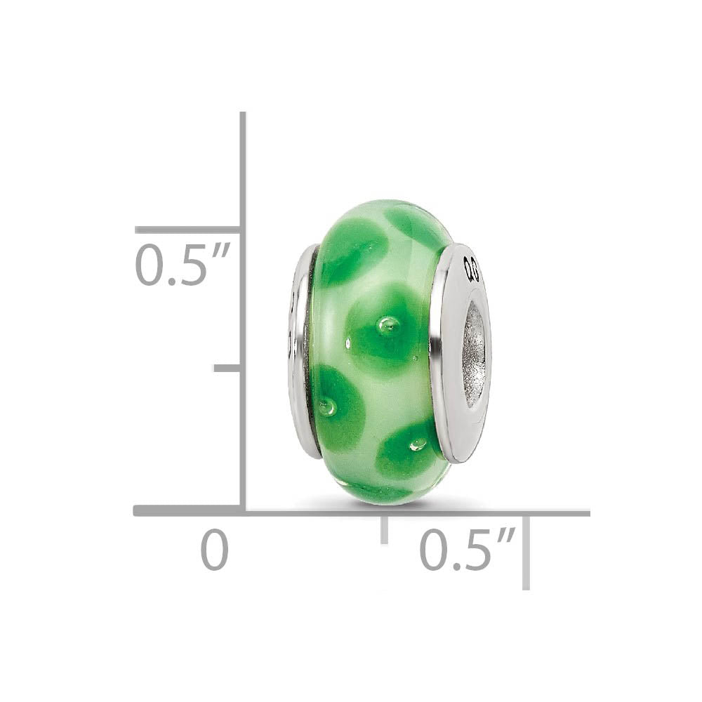 Alternate view of the Green Dotted Glass Sterling Silver Bead Charm by The Black Bow Jewelry Co.