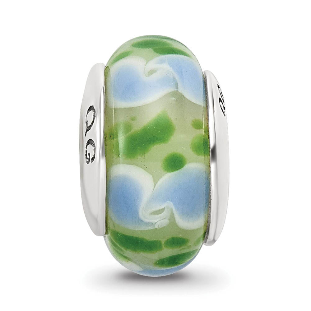 Alternate view of the Blue and Green Glass Sterling Silver Bead Charm by The Black Bow Jewelry Co.