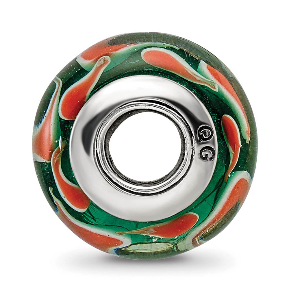 Alternate view of the Green and Red Glass Sterling Silver Bead Charm by The Black Bow Jewelry Co.