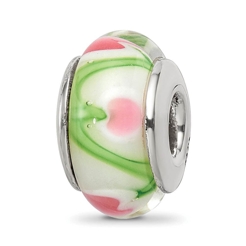 Multicolored Glass Sterling Silver Bead Charm, Item B9158 by The Black Bow Jewelry Co.