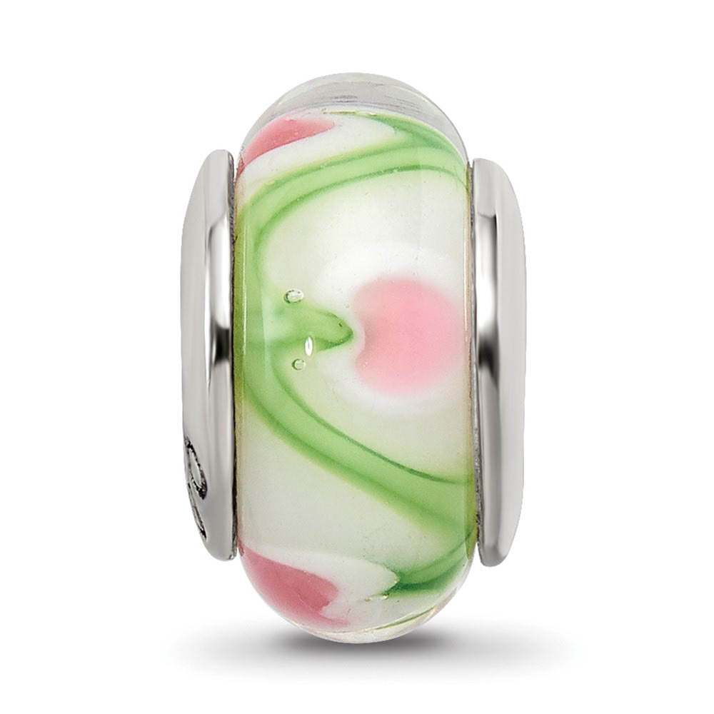 Alternate view of the Multicolored Glass Sterling Silver Bead Charm by The Black Bow Jewelry Co.