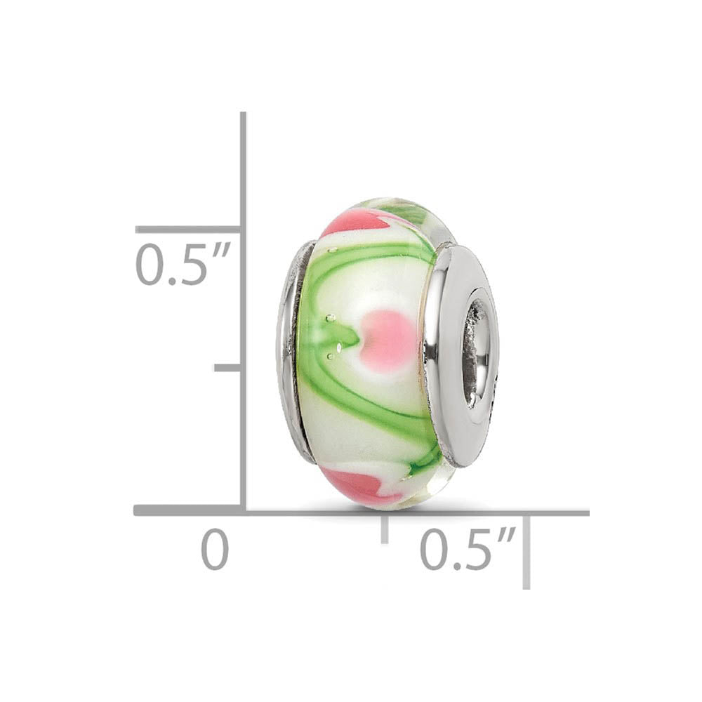 Alternate view of the Multicolored Glass Sterling Silver Bead Charm by The Black Bow Jewelry Co.