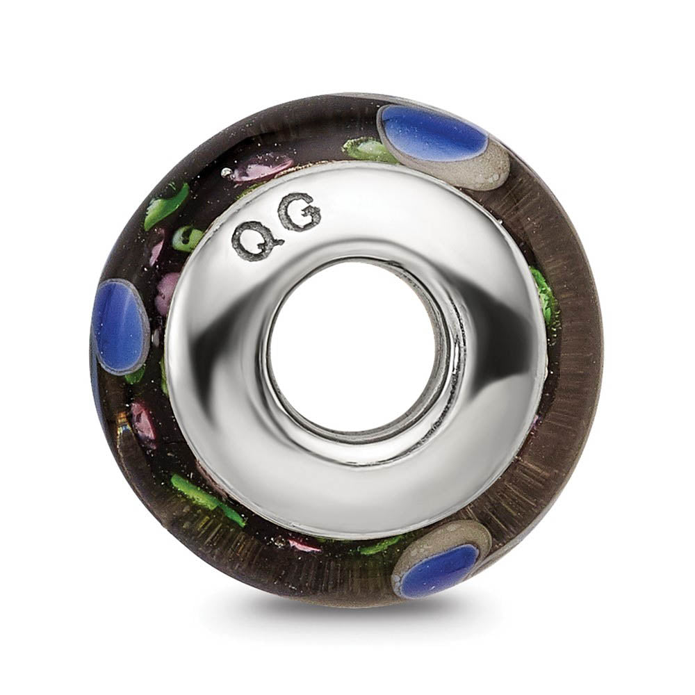 Alternate view of the Blue and Black Glass Sterling Silver Bead Charm by The Black Bow Jewelry Co.