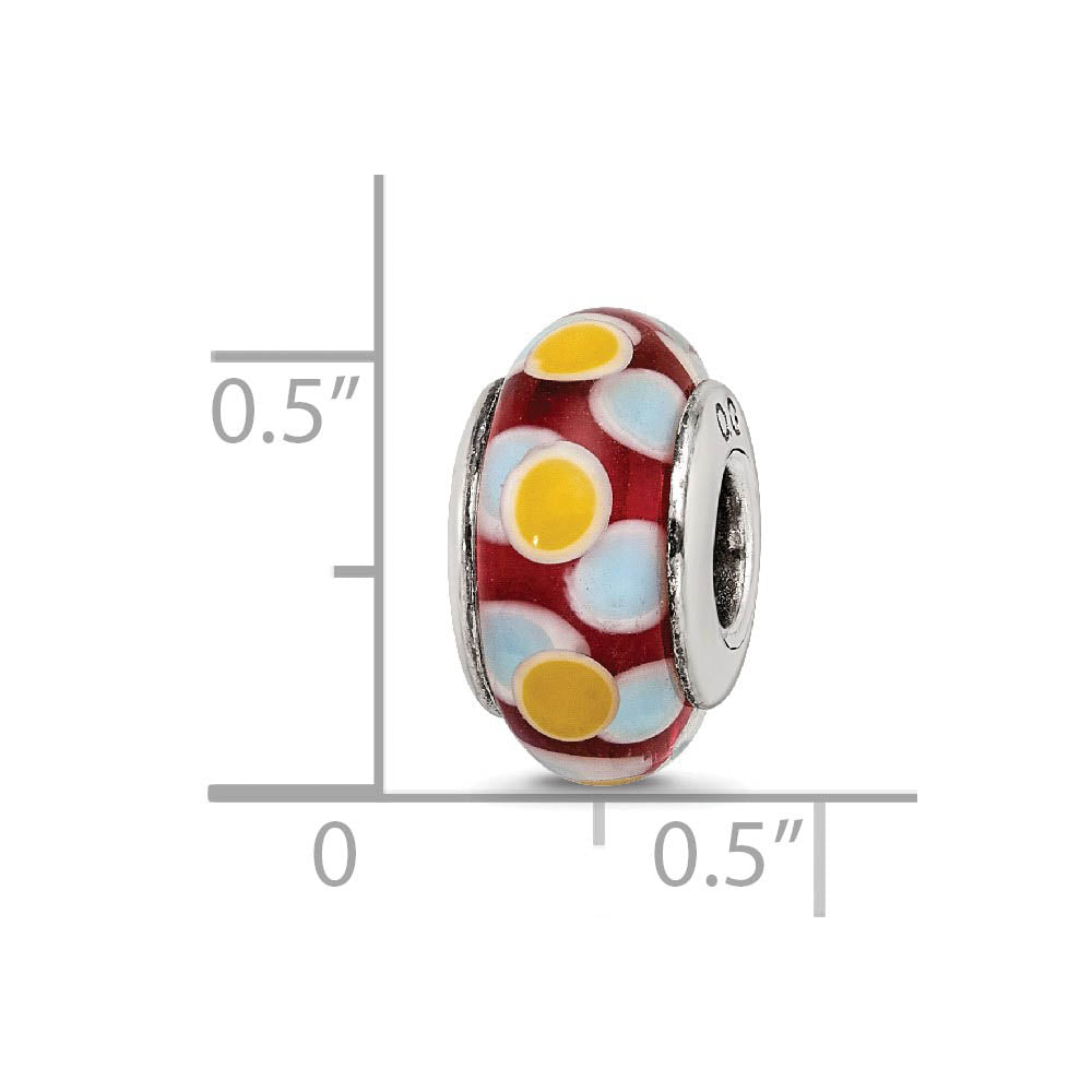 Alternate view of the Glass and Sterling Silver Brown, Blue & Yellow Bead Charm, 13.25mm by The Black Bow Jewelry Co.