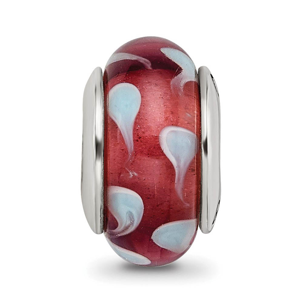 Alternate view of the Red & Blue Glass Sterling Silver Bead Charm by The Black Bow Jewelry Co.