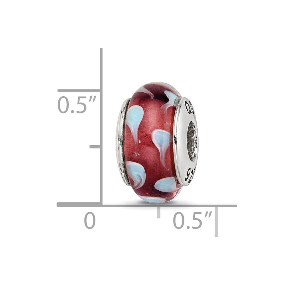 Alternate view of the Red & Blue Glass Sterling Silver Bead Charm by The Black Bow Jewelry Co.