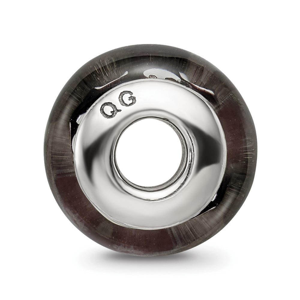 Alternate view of the Glass and Sterling Silver Black & White Dotted Bead Charm, 13.25mm by The Black Bow Jewelry Co.