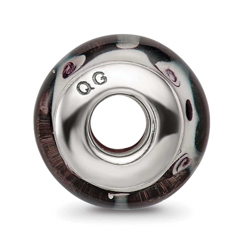 Alternate view of the Black and Gray Glass Sterling Silver Bead Charm by The Black Bow Jewelry Co.