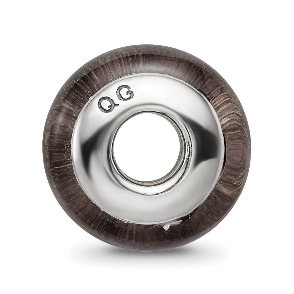 Alternate view of the Black & White Dotted Glass Sterling Silver Bead Charm by The Black Bow Jewelry Co.