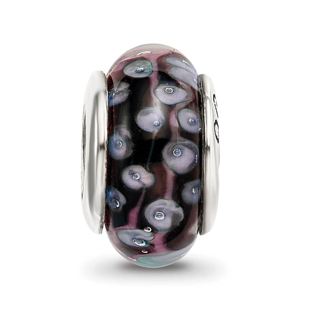 Alternate view of the Black & White Dotted Glass Sterling Silver Bead Charm by The Black Bow Jewelry Co.