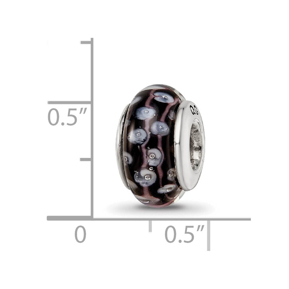 Alternate view of the Black & White Dotted Glass Sterling Silver Bead Charm by The Black Bow Jewelry Co.