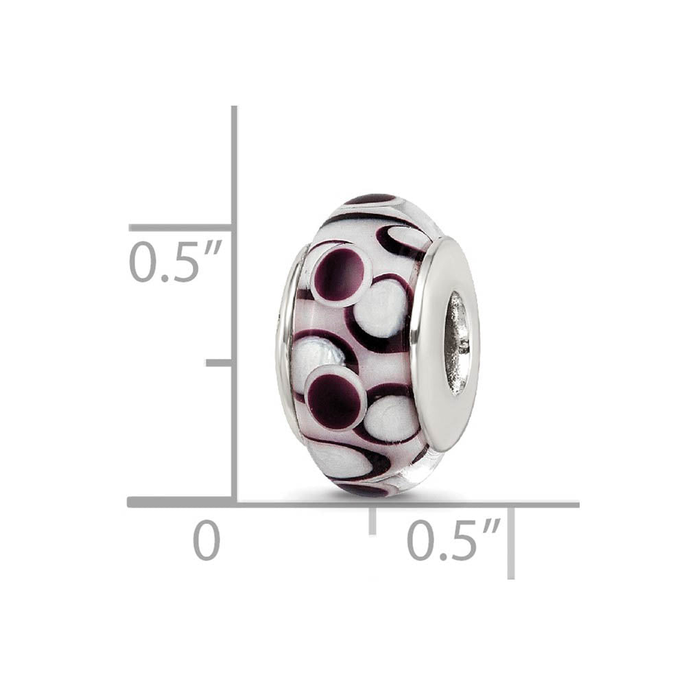 Alternate view of the Black Dotted, Glass Sterling Silver Bead Charm by The Black Bow Jewelry Co.