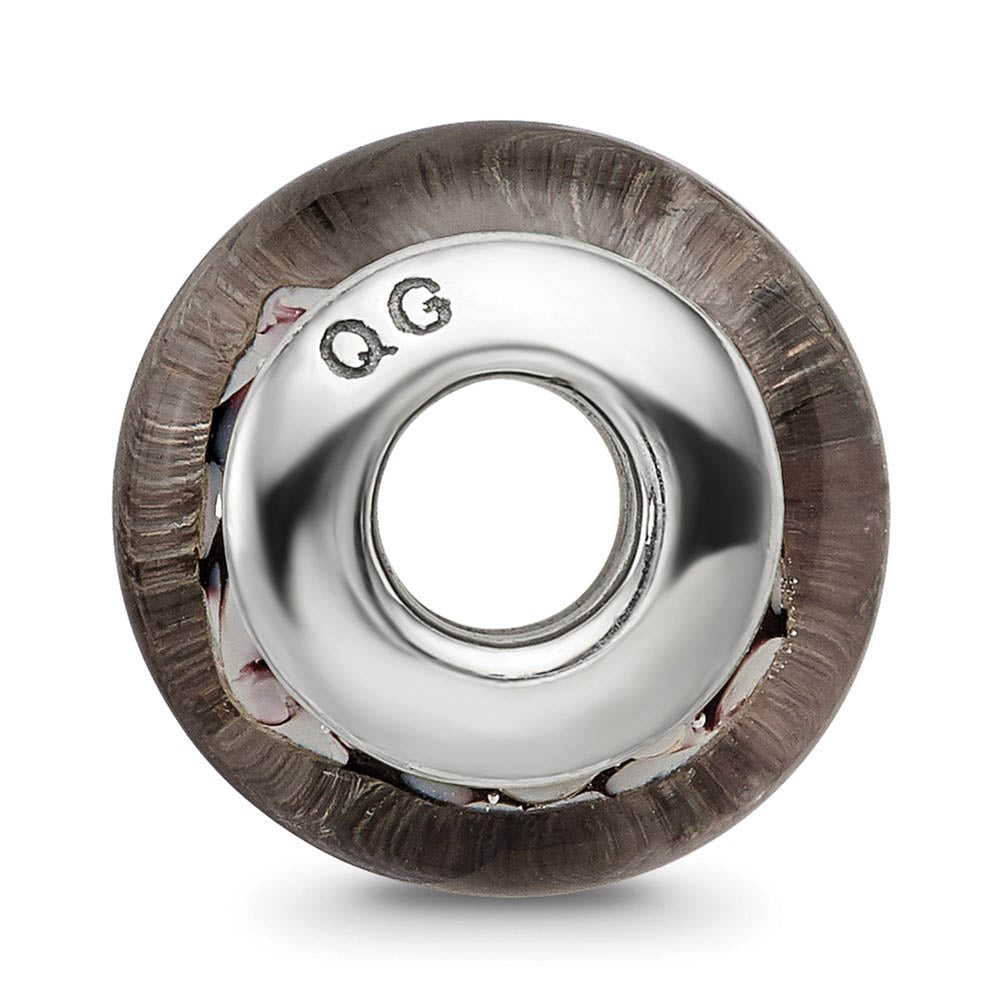 Alternate view of the Black and White Glass Sterling Silver Bead Charm by The Black Bow Jewelry Co.