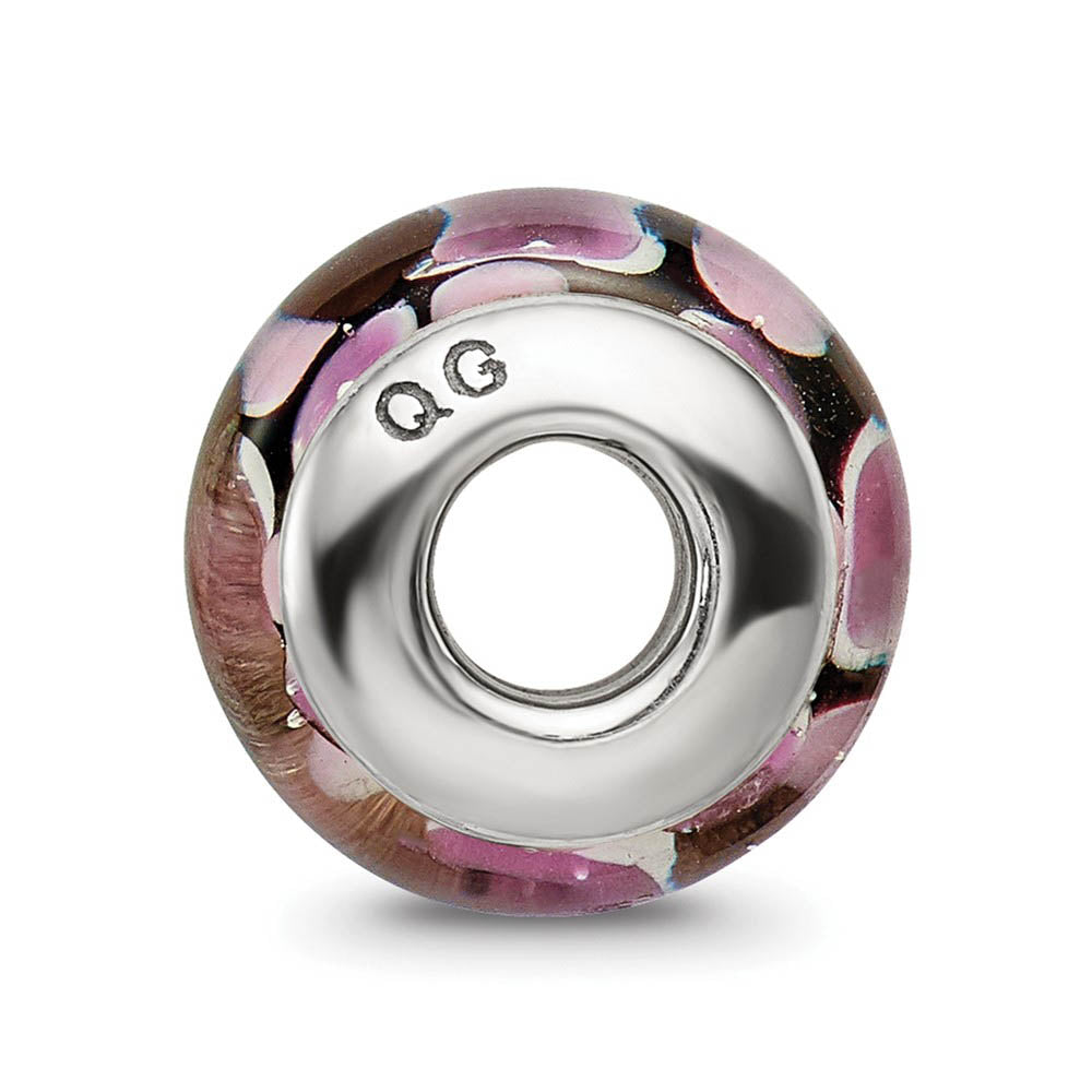 Alternate view of the Black & Purple Dotted Glass Sterling Silver Bead Charm by The Black Bow Jewelry Co.