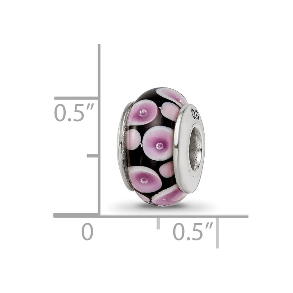 Alternate view of the Black & Purple Dotted Glass Sterling Silver Bead Charm by The Black Bow Jewelry Co.
