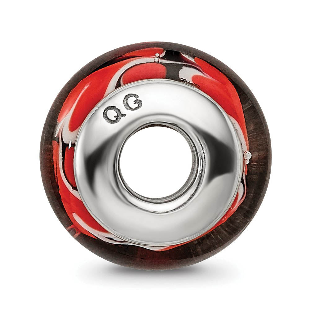 Alternate view of the Red Heart Glass Sterling Silver Bead Charm by The Black Bow Jewelry Co.