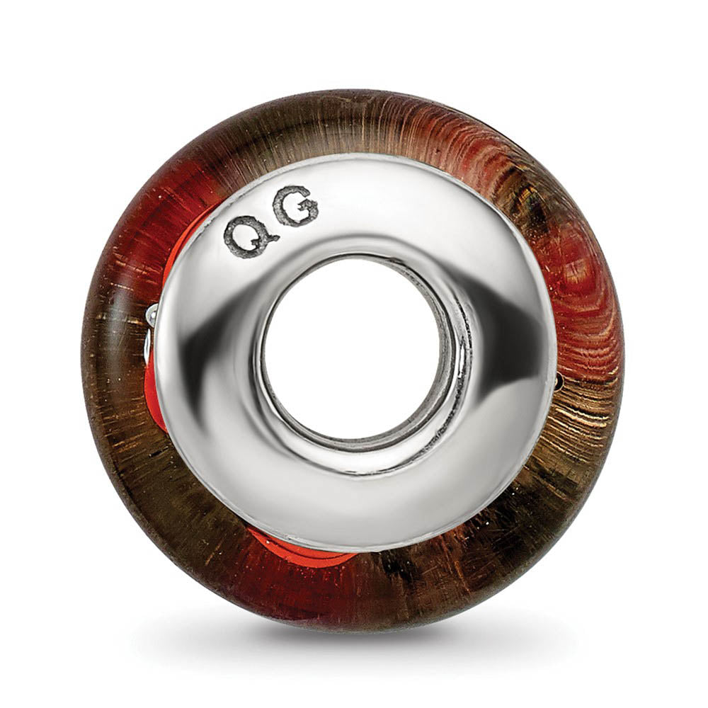 Alternate view of the Black / Red Floral Glass Sterling Silver Bead Charm by The Black Bow Jewelry Co.