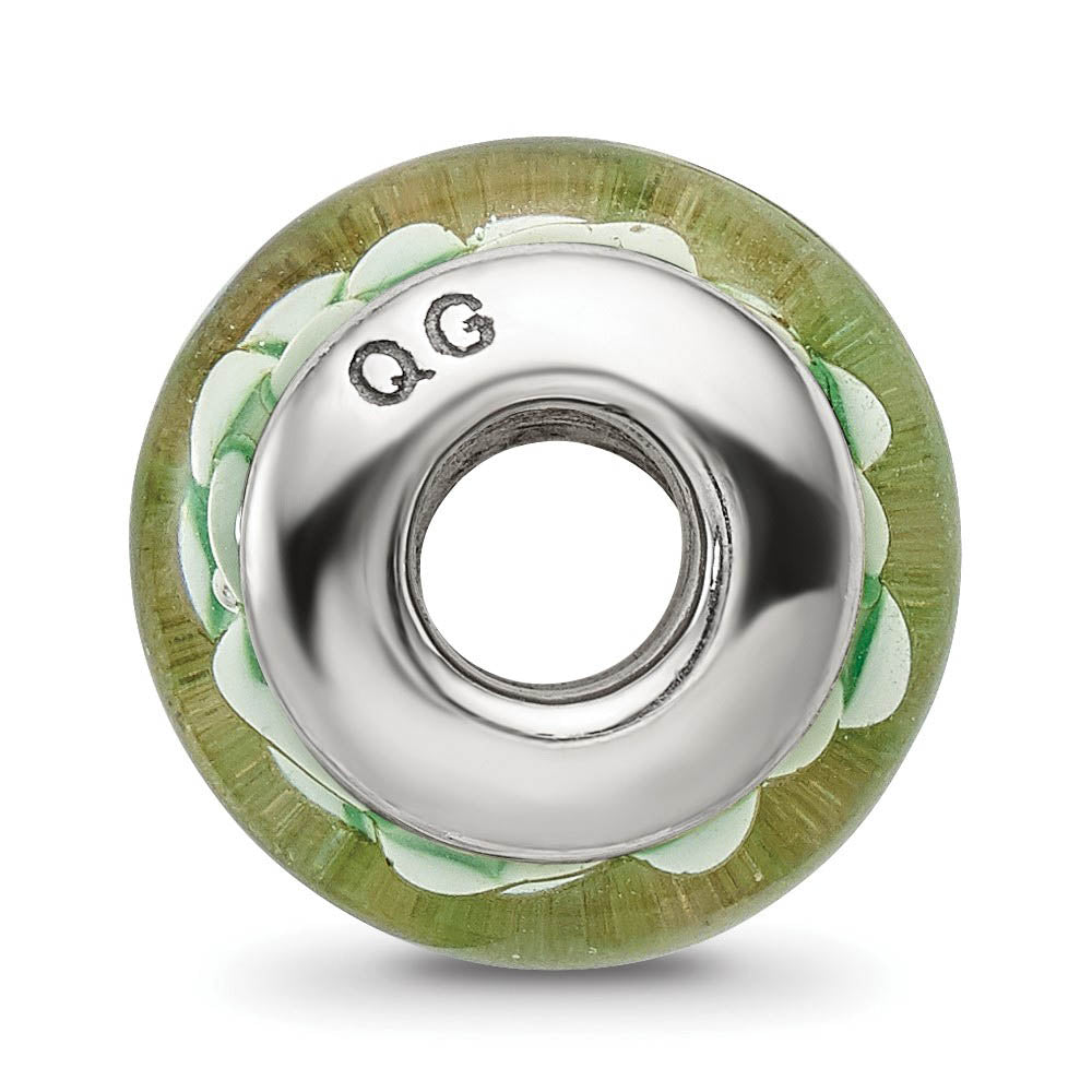 Alternate view of the Green Floral Glass Sterling Silver Bead Charm by The Black Bow Jewelry Co.