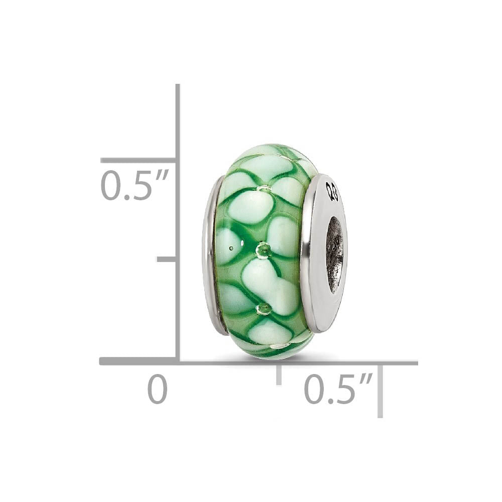 Alternate view of the Green Floral Glass Sterling Silver Bead Charm by The Black Bow Jewelry Co.