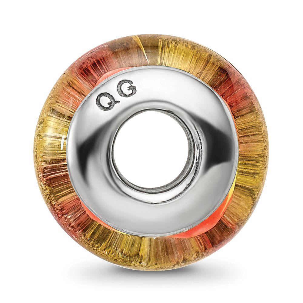 Alternate view of the Yellow & Orange Floral Glass Sterling Silver Bead Charm by The Black Bow Jewelry Co.