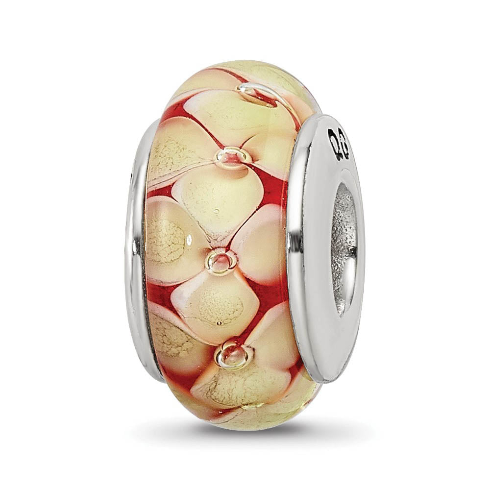 Yellow Flower Glass Sterling Silver Bead Charm, Item B9231 by The Black Bow Jewelry Co.