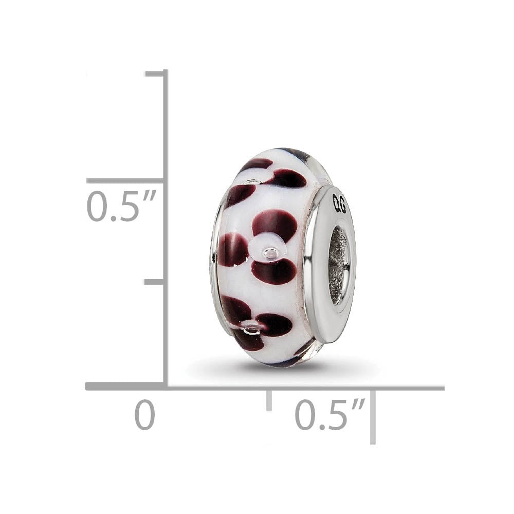 Alternate view of the Brown Floral Glass Sterling Silver Bead Charm by The Black Bow Jewelry Co.