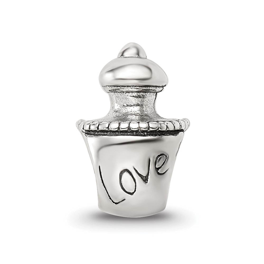 Alternate view of the Sterling Silver Love Perfume Bottle Bead Charm by The Black Bow Jewelry Co.