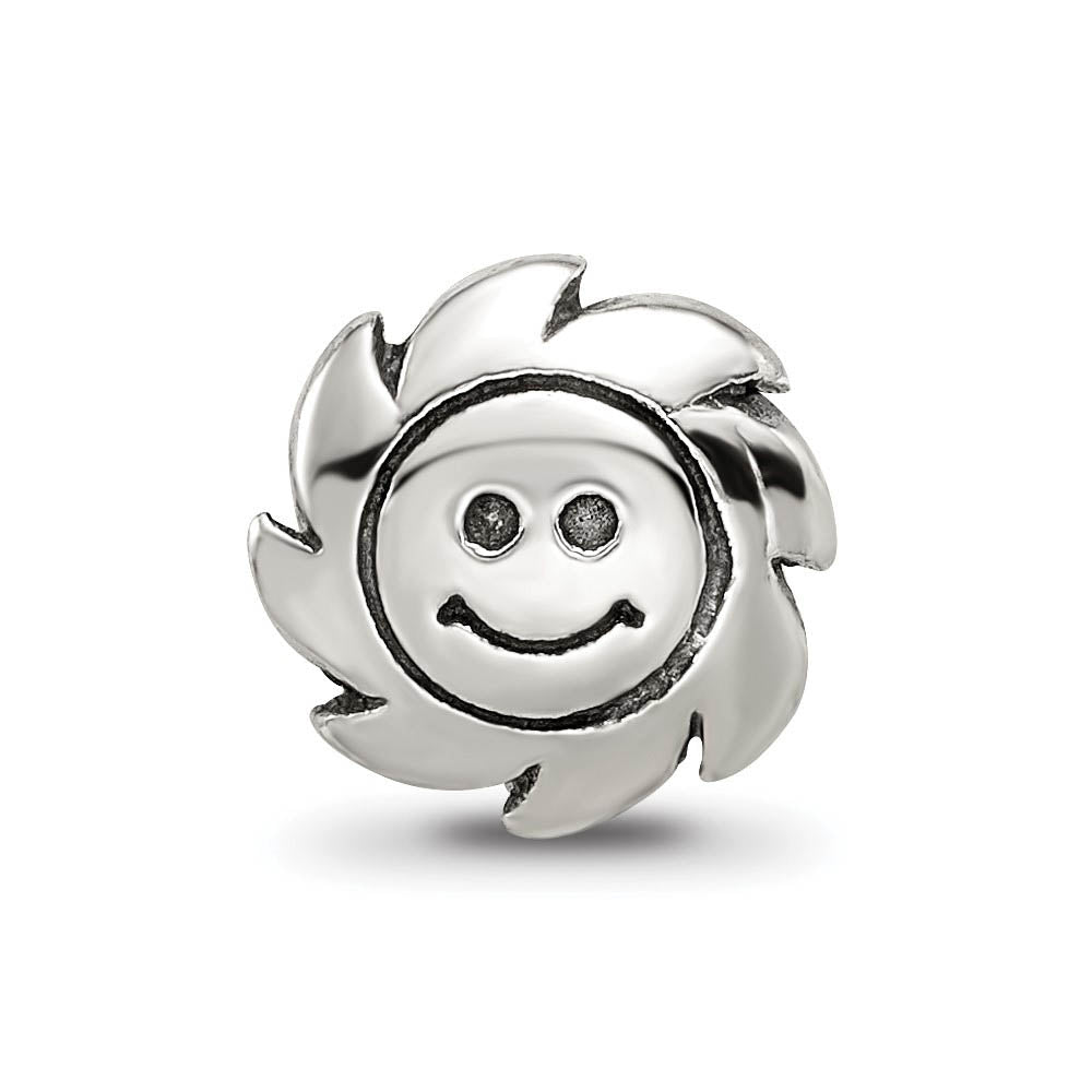Alternate view of the Sterling Silver Happy Face Sun Bead Charm by The Black Bow Jewelry Co.