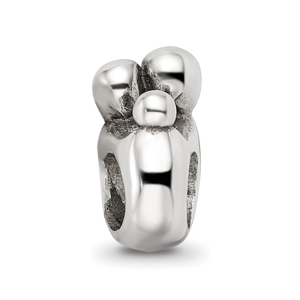 Alternate view of the Sterling Silver Family of 3 Bead Charm by The Black Bow Jewelry Co.