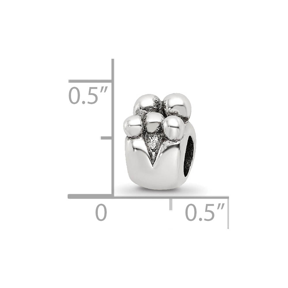 Alternate view of the Sterling Silver Family of 5 Bead Charm by The Black Bow Jewelry Co.