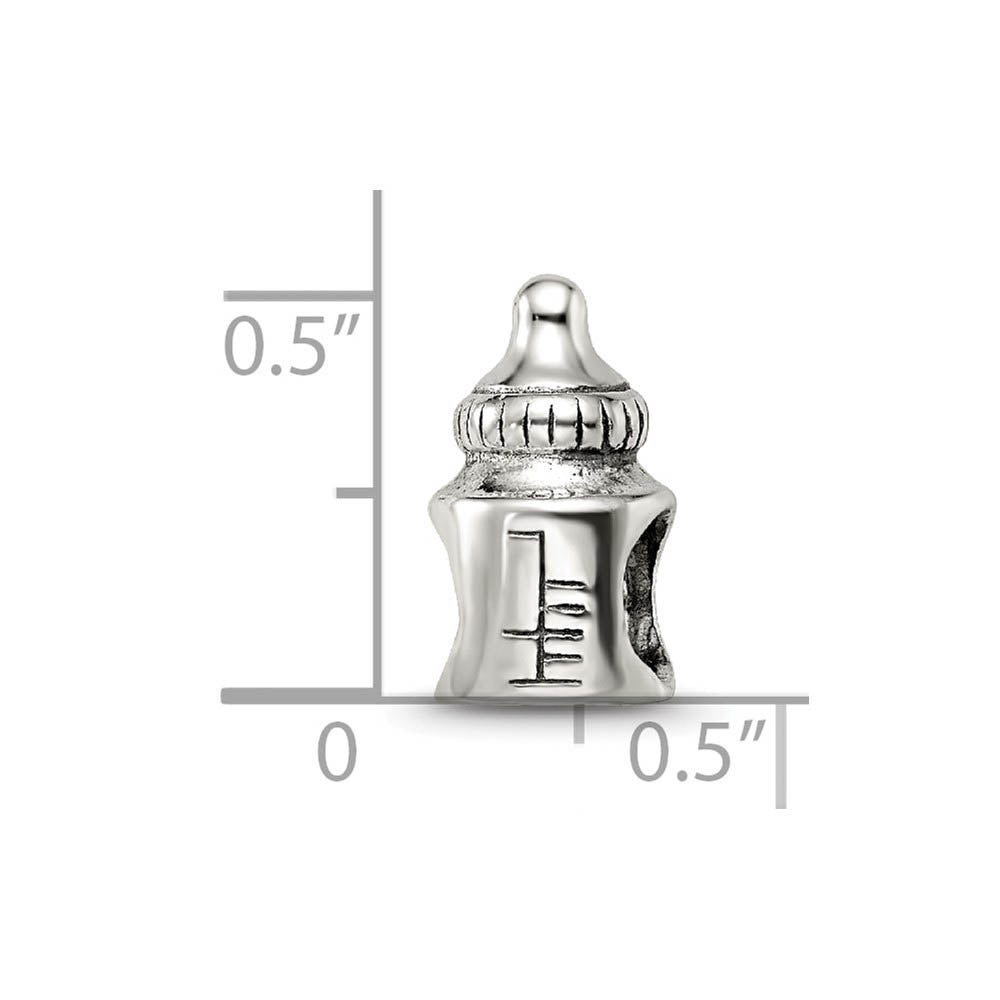 Alternate view of the Sterling Silver Baby Bottle Bead Charm by The Black Bow Jewelry Co.