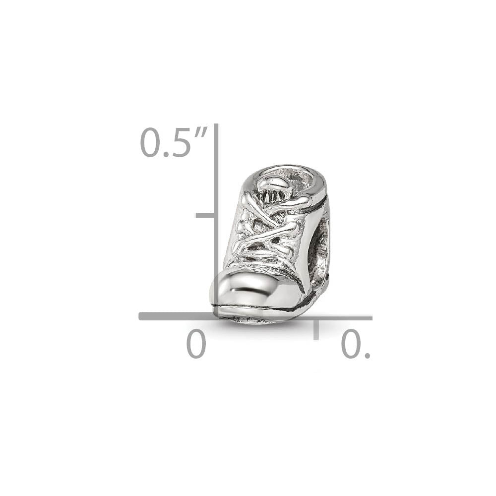 Alternate view of the Sterling Silver Baby Shoe Bead Charm by The Black Bow Jewelry Co.