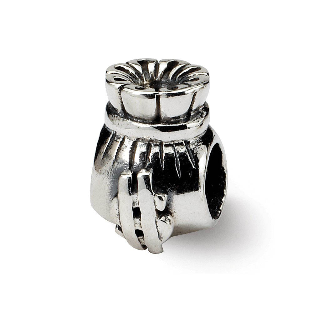 Sterling Silver Money Bag Bead Charm, Item B9283 by The Black Bow Jewelry Co.