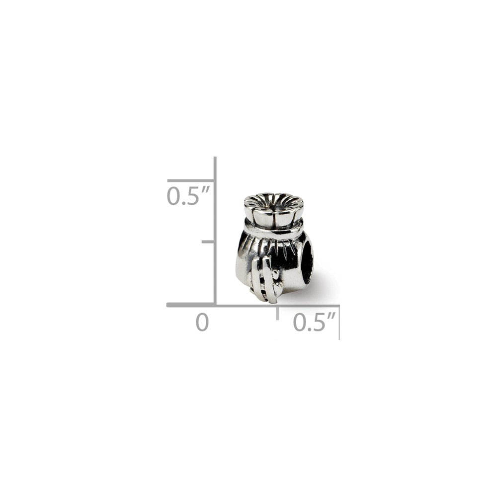 Alternate view of the Sterling Silver Money Bag Bead Charm by The Black Bow Jewelry Co.
