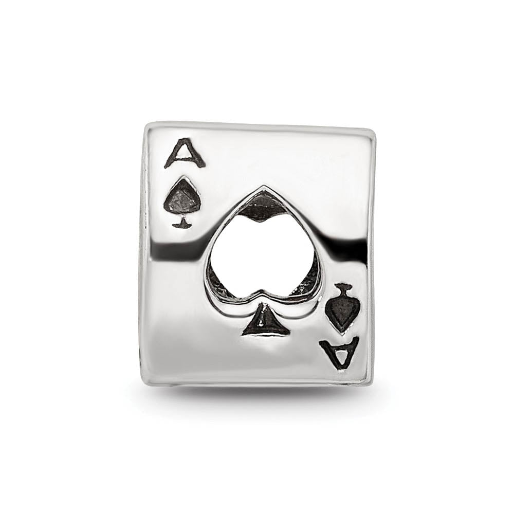 Alternate view of the Sterling Silver Ace of Spades Bead Charm by The Black Bow Jewelry Co.