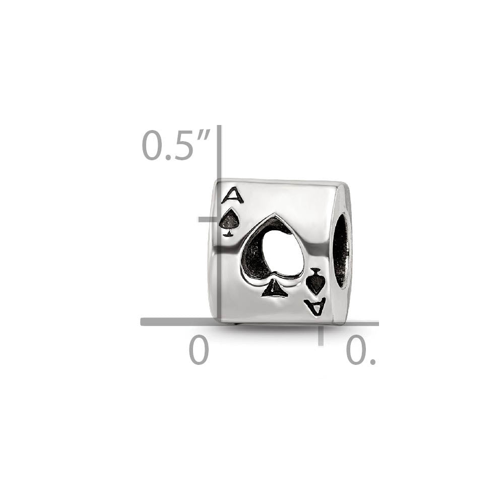Alternate view of the Sterling Silver Ace of Spades Bead Charm by The Black Bow Jewelry Co.