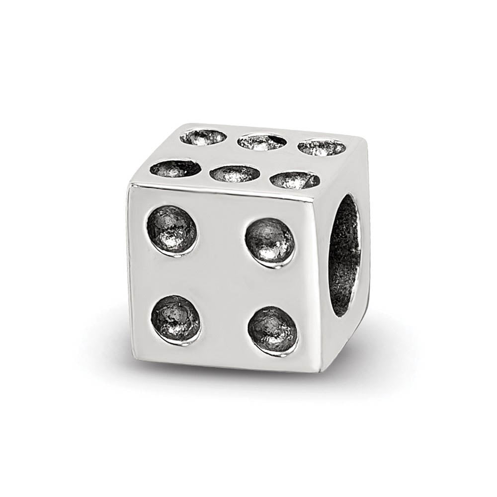 Sterling Silver Lucky Dice Bead Charm, Item B9285 by The Black Bow Jewelry Co.