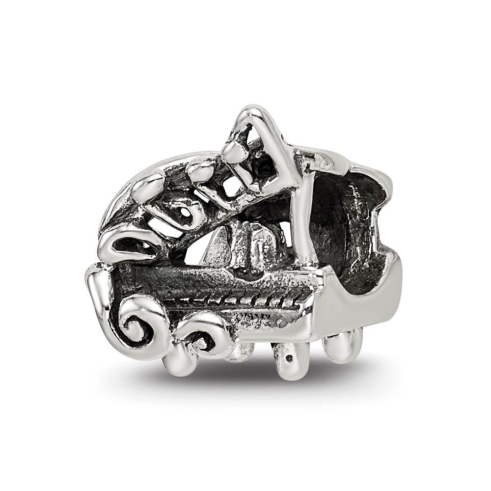 Sterling Silver Baby Grand Piano Bead Charm, Item B9288 by The Black Bow Jewelry Co.