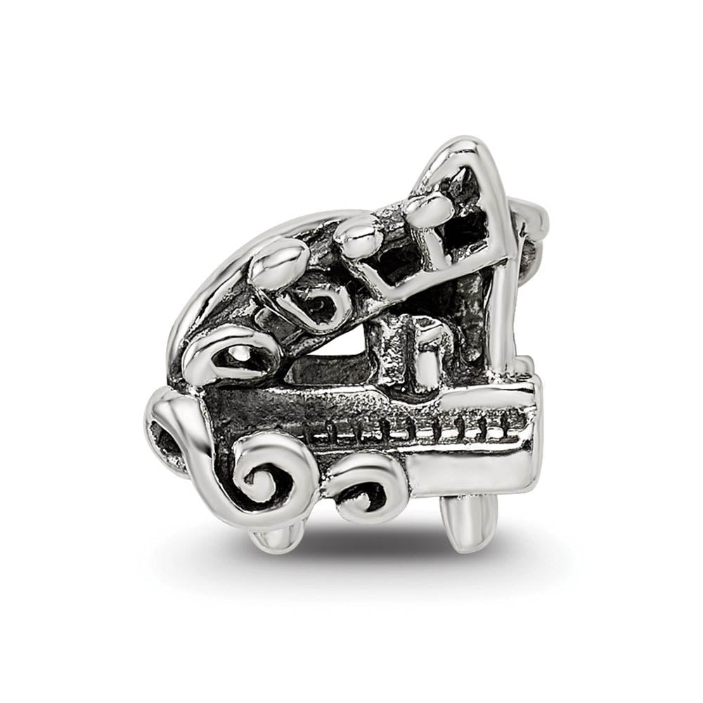 Alternate view of the Sterling Silver Baby Grand Piano Bead Charm by The Black Bow Jewelry Co.