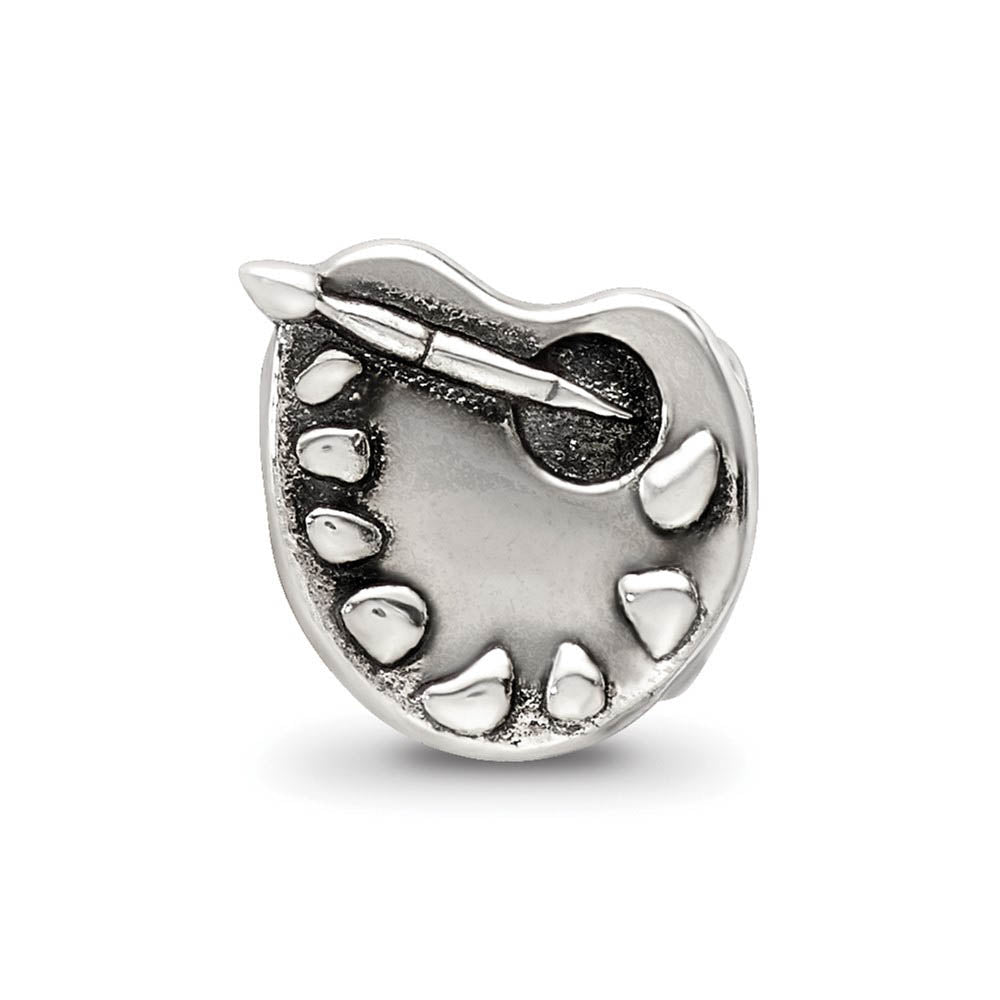 Alternate view of the Sterling Silver Artists Palette Bead Charm by The Black Bow Jewelry Co.