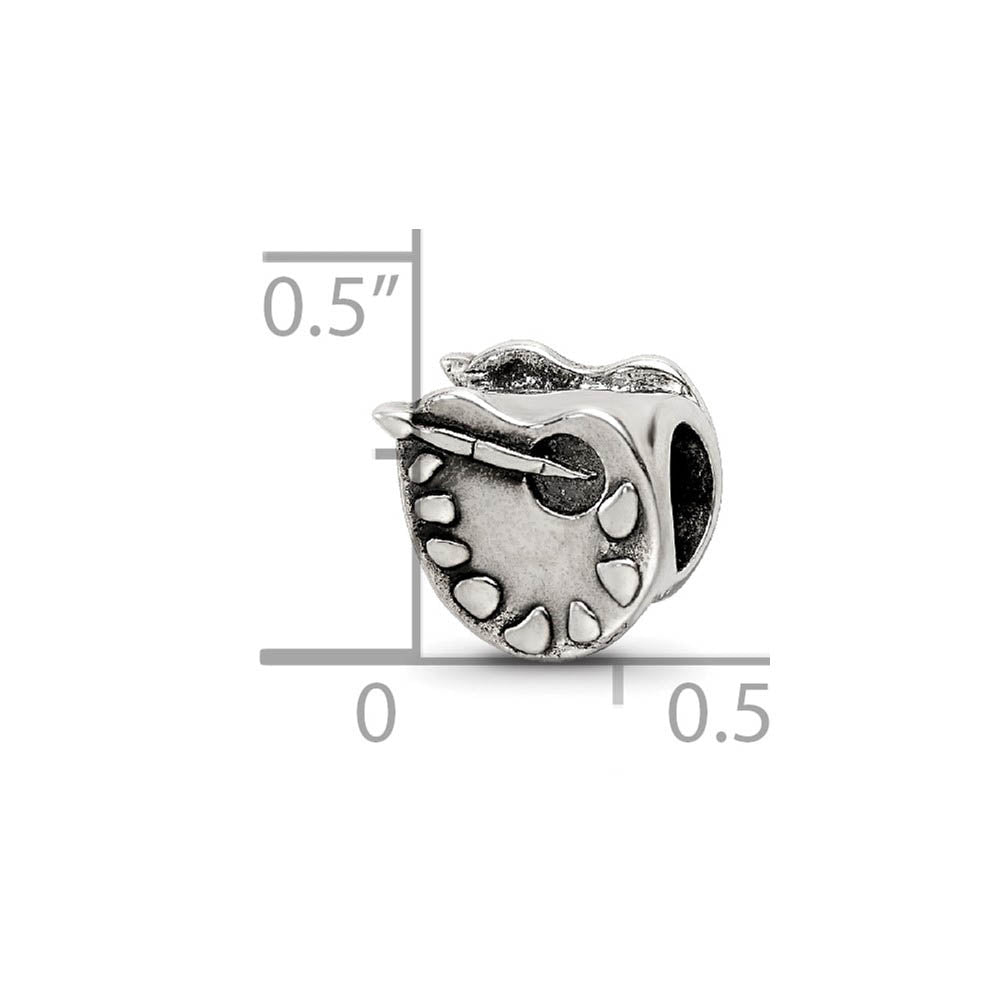Alternate view of the Sterling Silver Artists Palette Bead Charm by The Black Bow Jewelry Co.